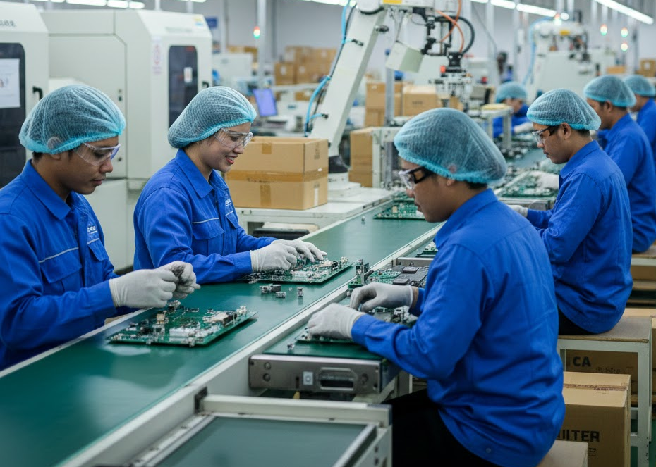 企業移工在工廠工作圖