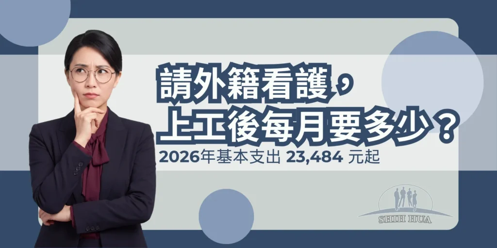 請外籍看護,上工後每月要多少?2026年基本支出23,484元起——世華外勞Lucky姐封面banner
